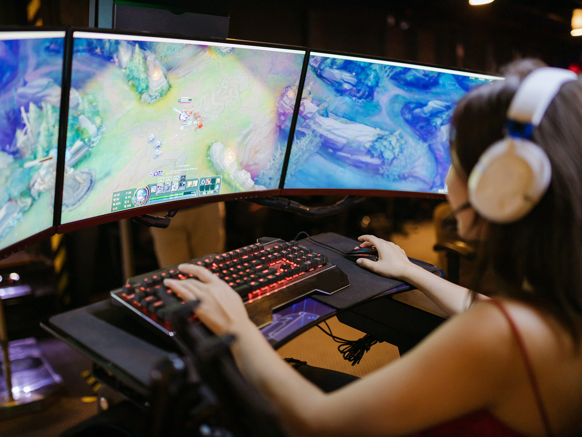person playing computer games