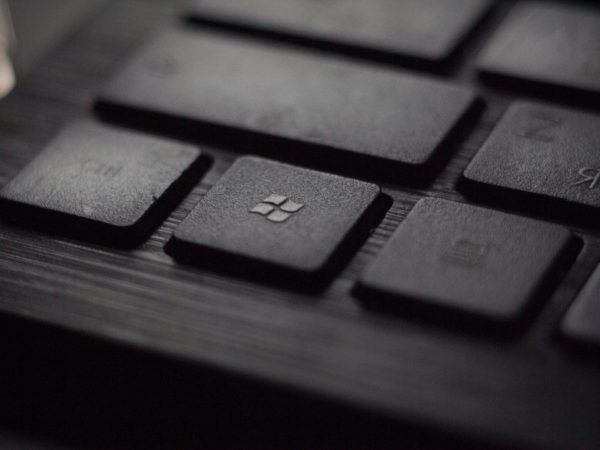 The Windows key on a black keyboard.