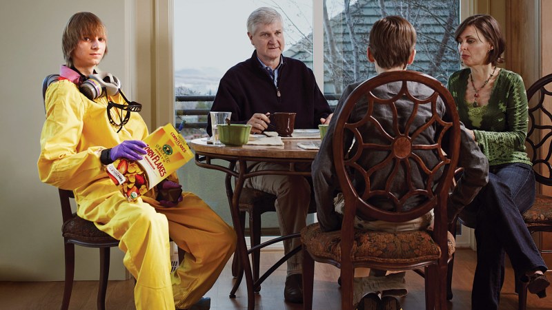 Taylor Wilson, the boy who built a nuclear reactor as a kid, in his kitchen with his family