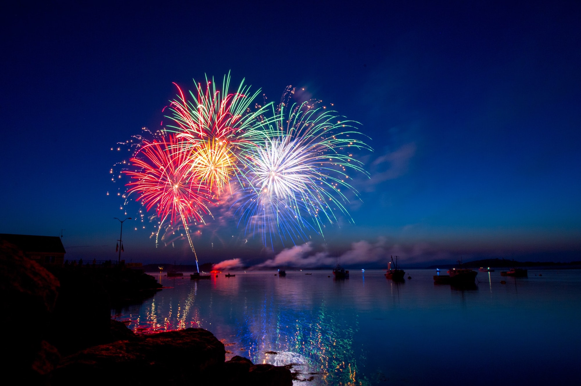 fireworks over the water