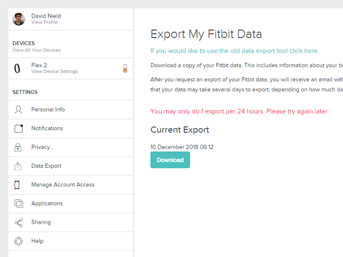 Fitbit export