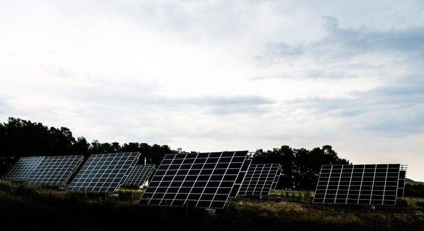 Cloudy solar panels smog energy