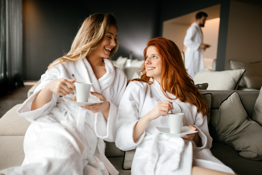 spa day women in robes