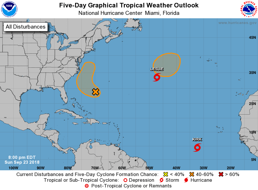 a map shows growing storms in the atlantic 