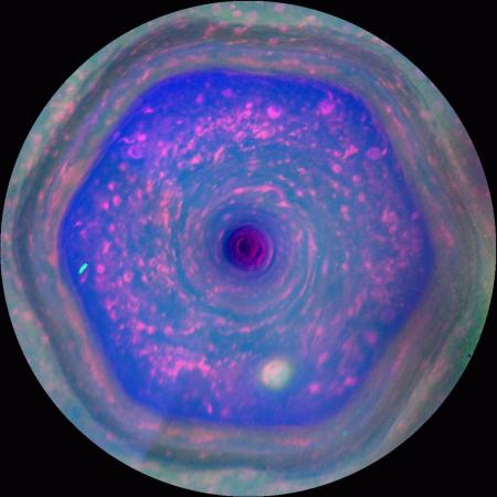 a hexagon-shaped cloud system on saturn