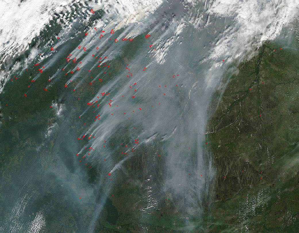 Siberian wildfires as seen from satellite imagery.