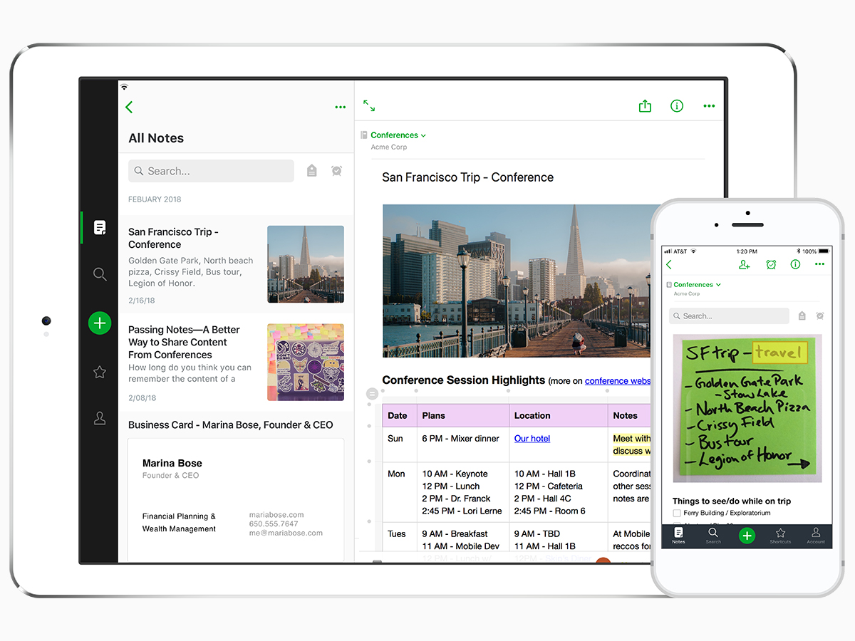 The Evernote app for the iPad Pro.