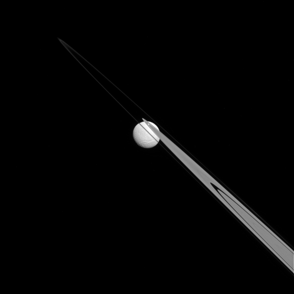 Saturn and the moon Tethys