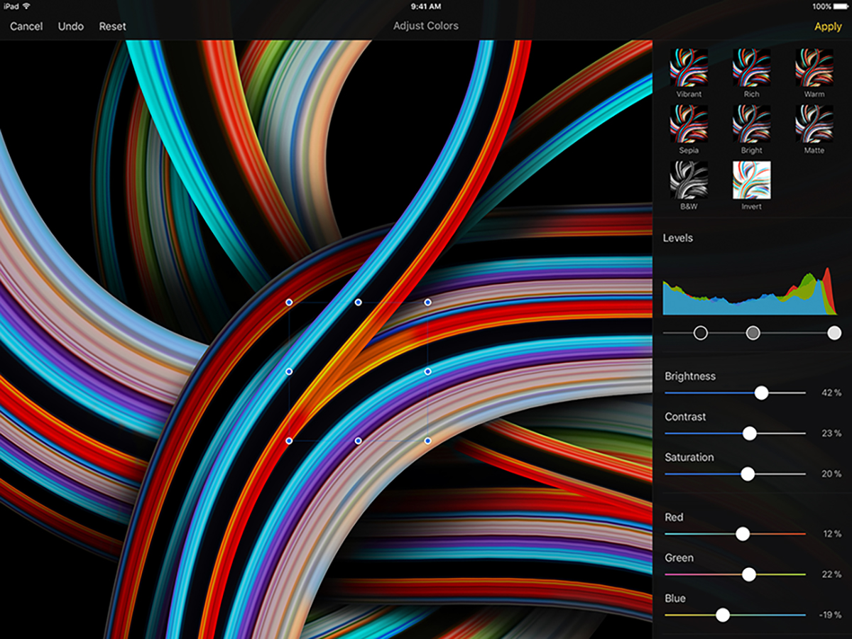 The Pixelmator iPad Pro app.