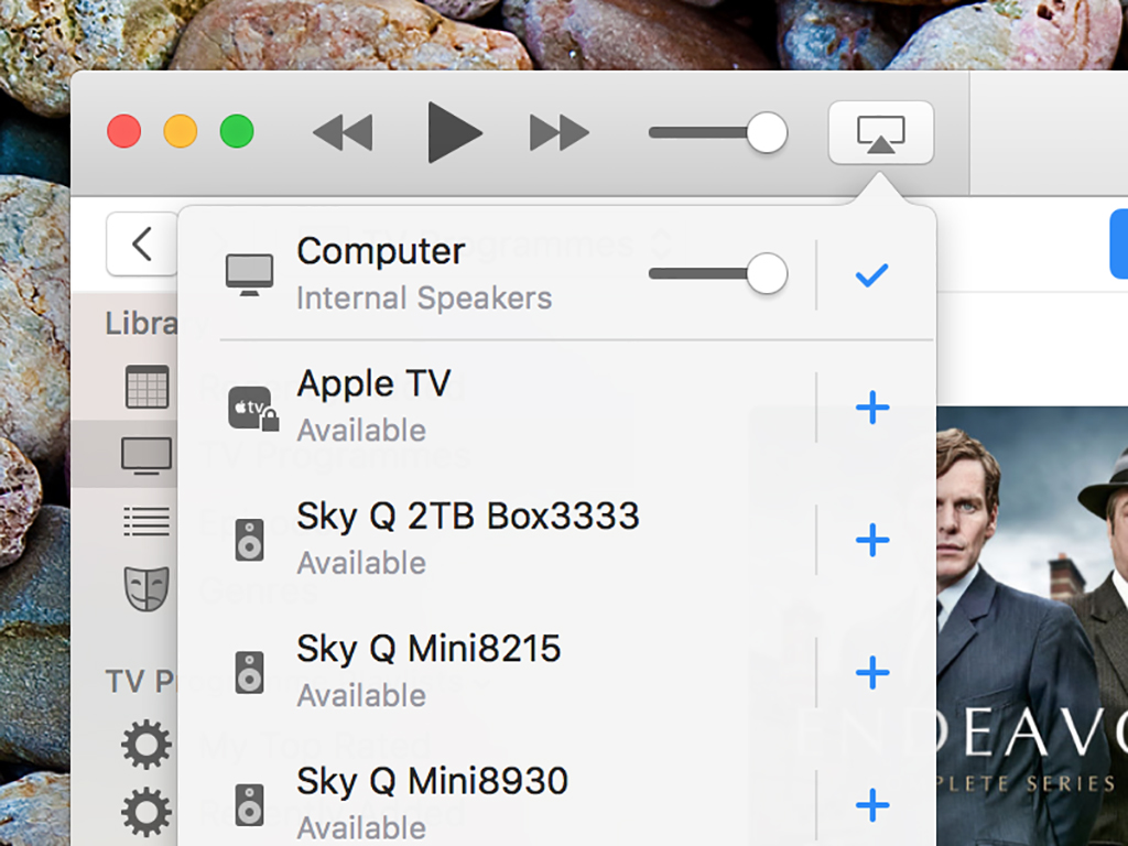The AirPlay sharing options on a macOS computer.