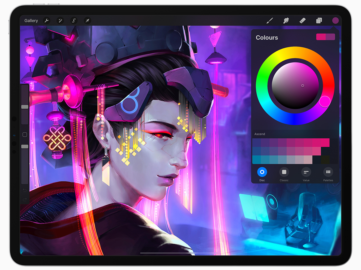 The Procreate app for digital art, one of the best apps for iPad Pro users with an artistic streak.