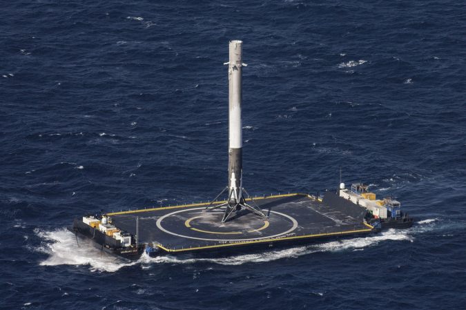 falcon 9 engine on drone ship