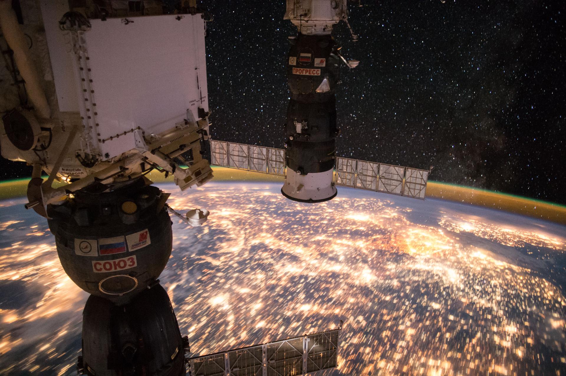 view of earth at night from ISS