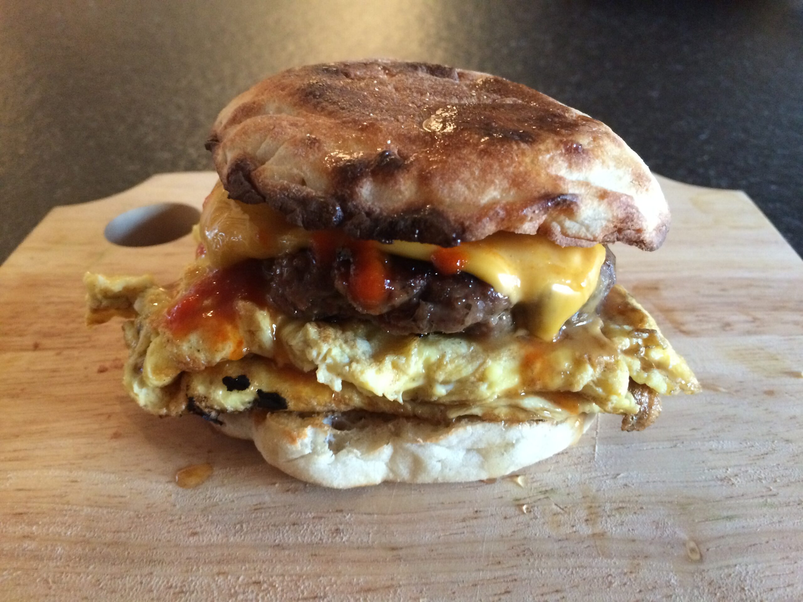 A breakfast sandwich