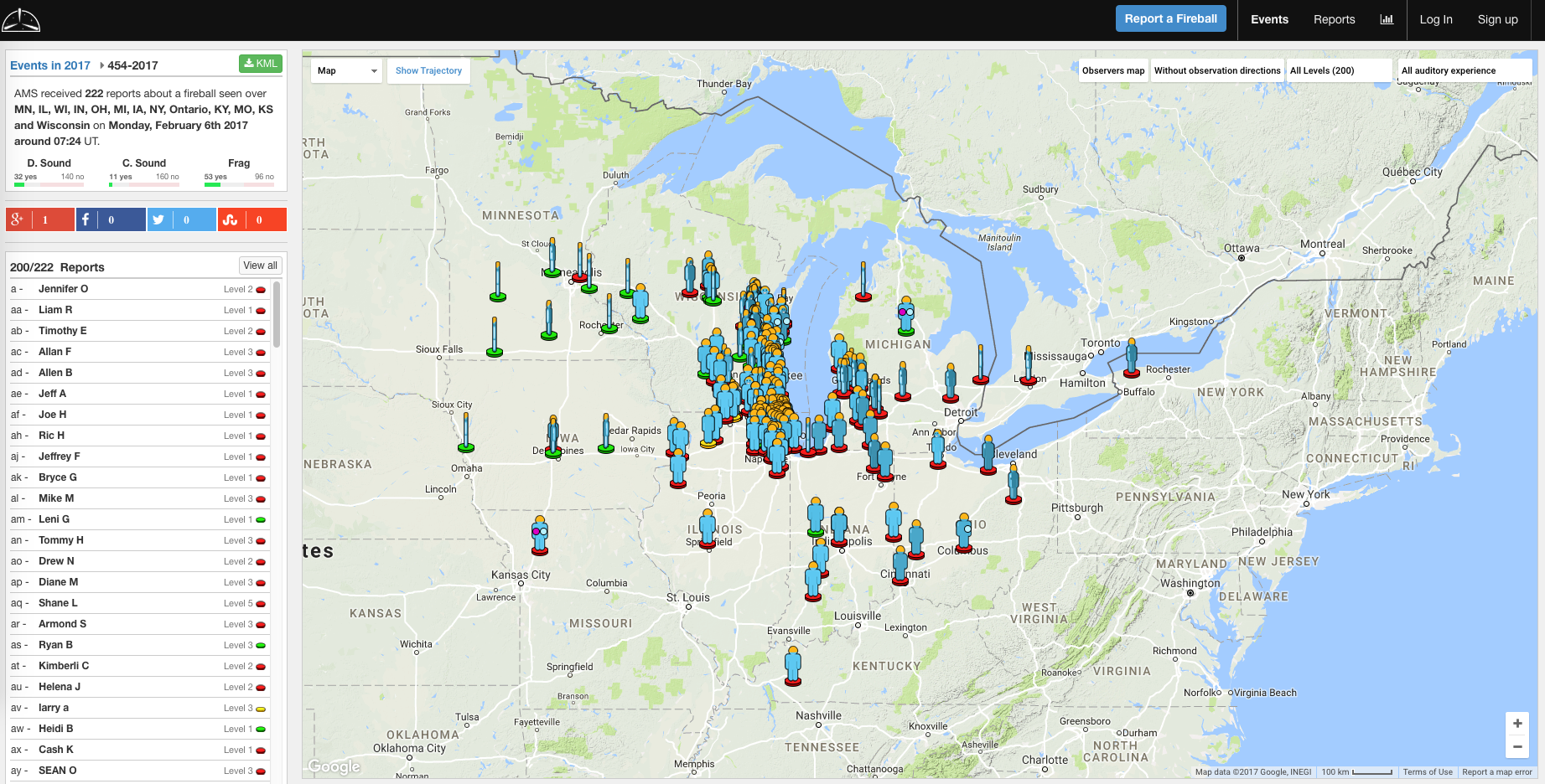 Citizen science AMS map