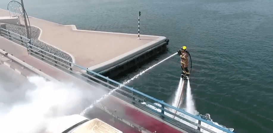 Dubai first responder demonstrates a jetpack