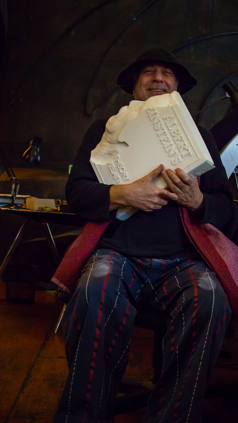 Ron Arad with 3d book prototype