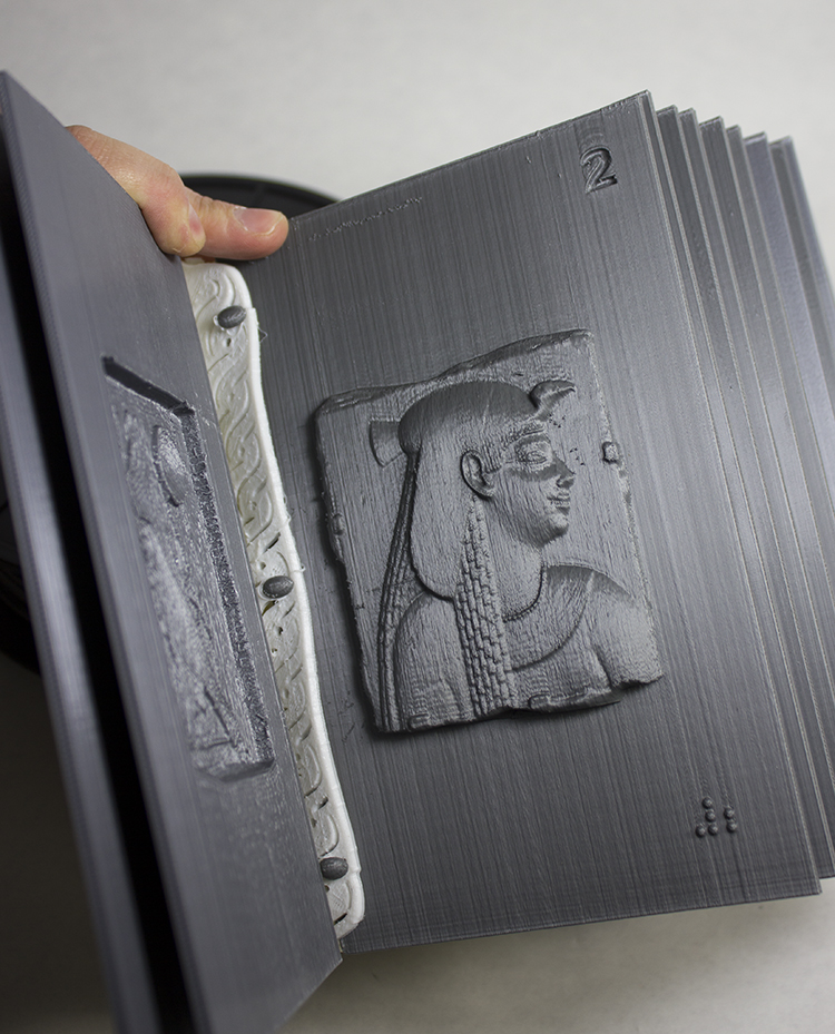 3D-printed book of bas-relief carvings