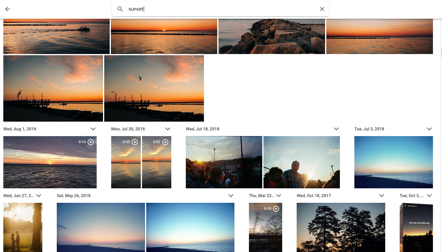 Google Photos search screenshot