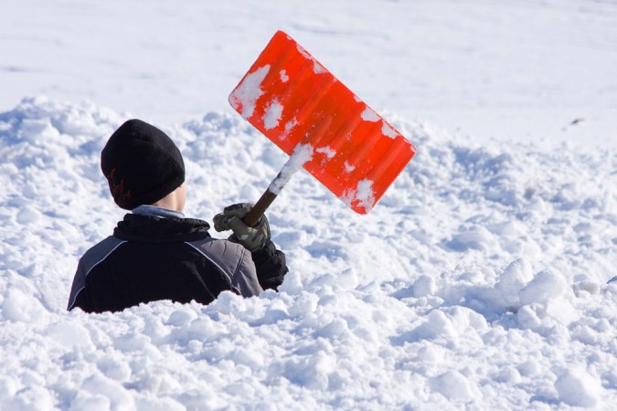 Shoveling snow polar vortex midwest winter