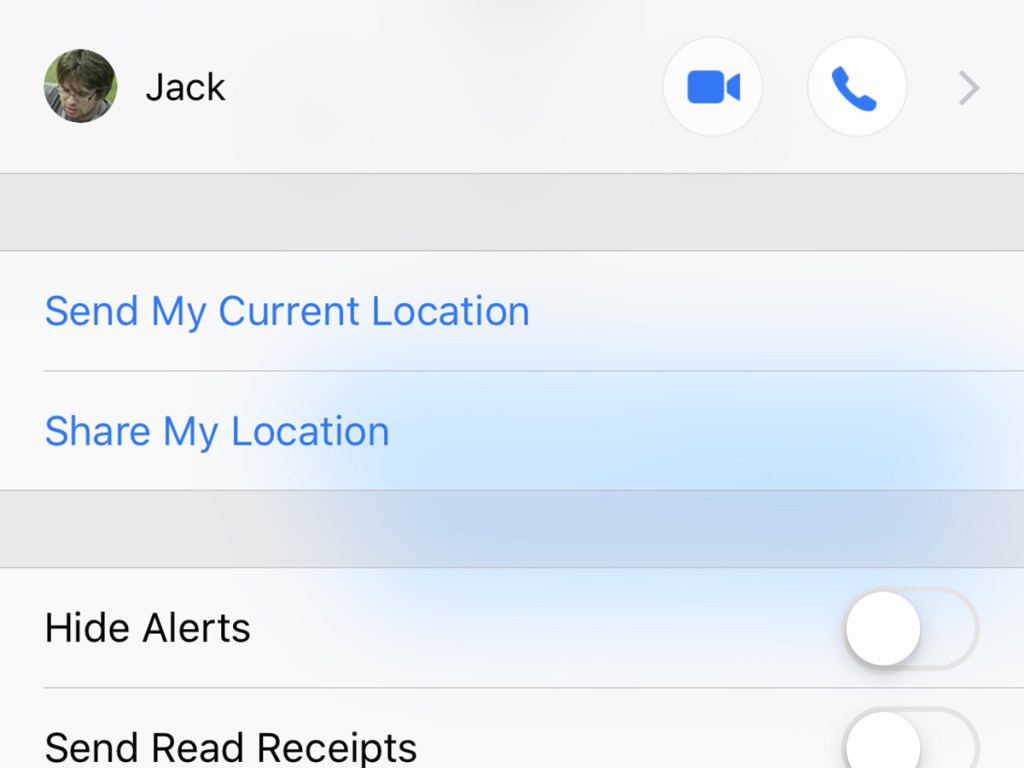 Location sharing options in the Messages app for iOS.