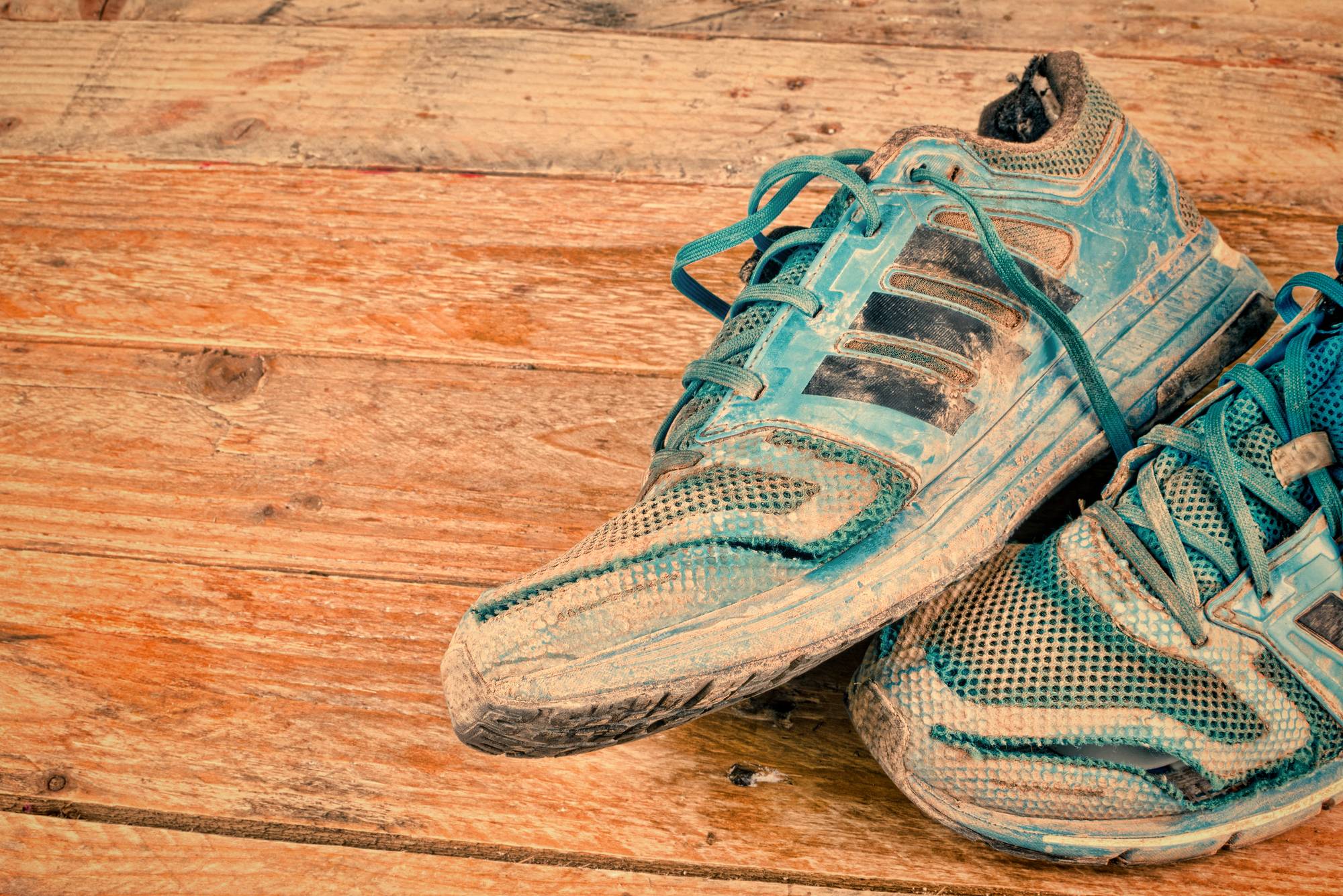 a pair of sneakers that have seen better days