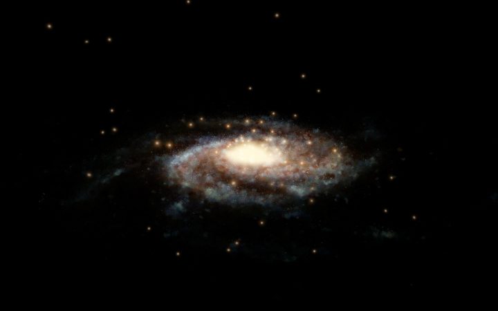 an illustration of the milky way galaxy in space