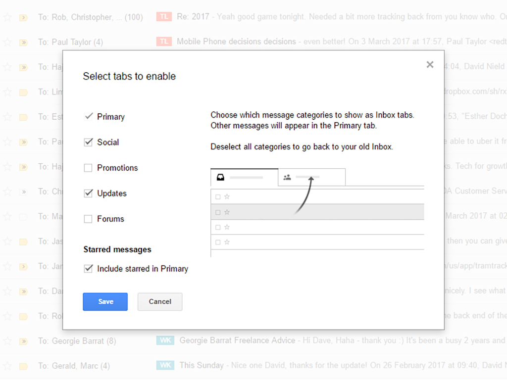 Gmail's categories, which can help you reach Inbox Zero.