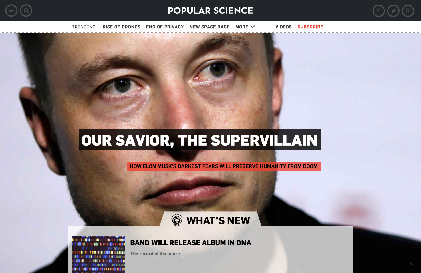 screenshot of PopSci.com homepage