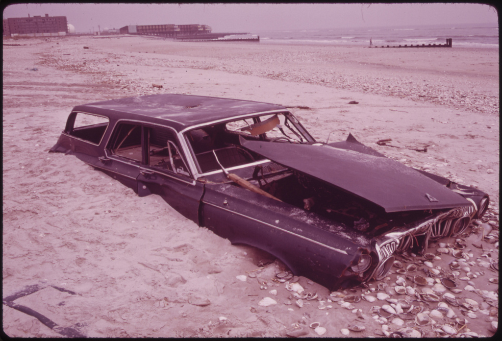 sand covered car