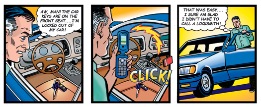 comic strip of a man and his keyless car
