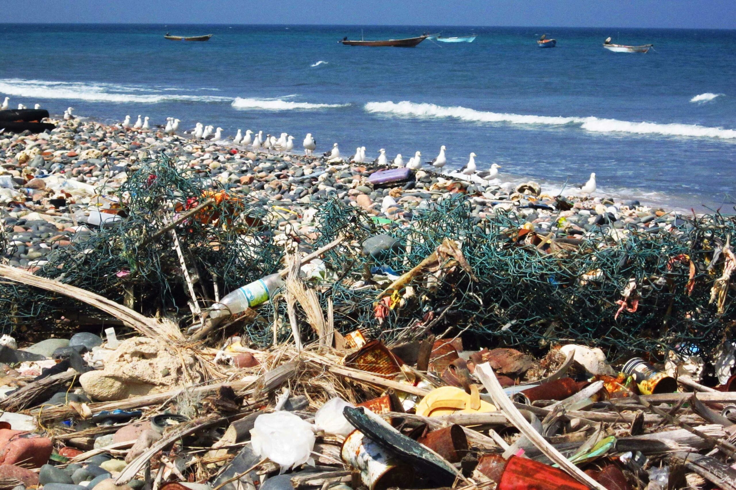 trash on beach