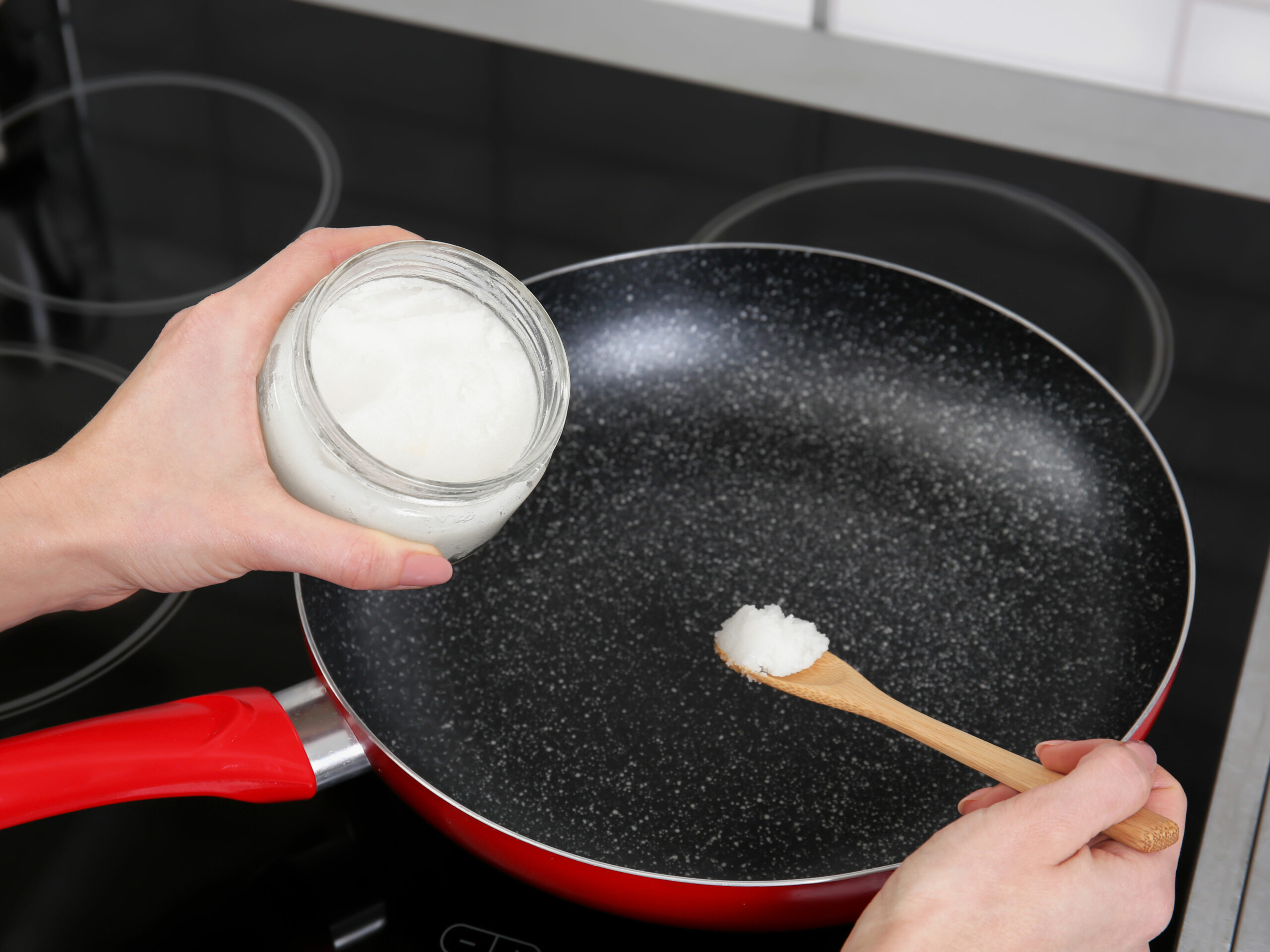 coconut oil being used in cooking