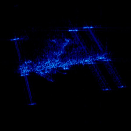 International Space Station Appears Ghostly Blue in Radar Satellite Photo