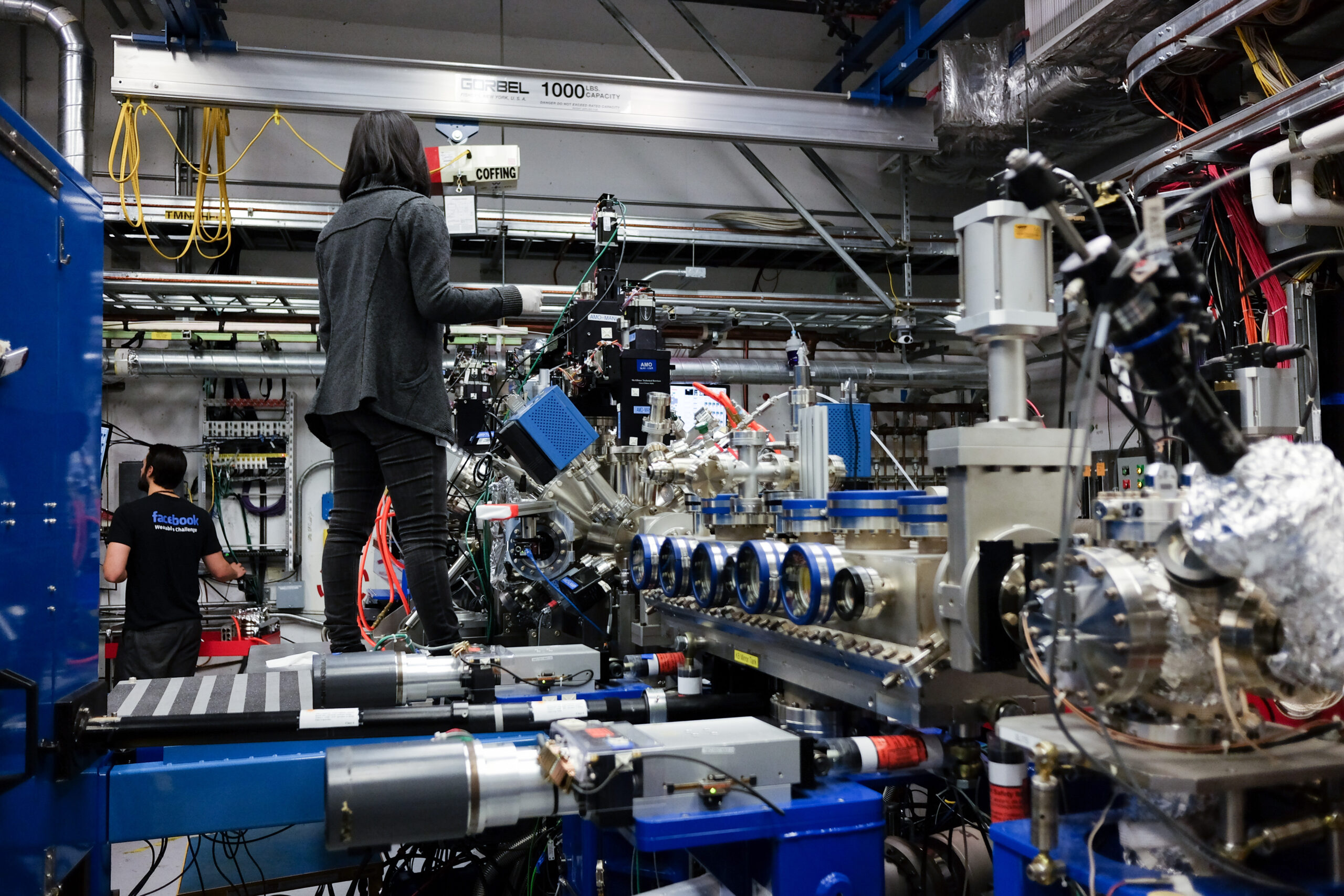 Underground, researchers in the Atomic, Molecular, and Optical Science lab ready the equipment for their next test.