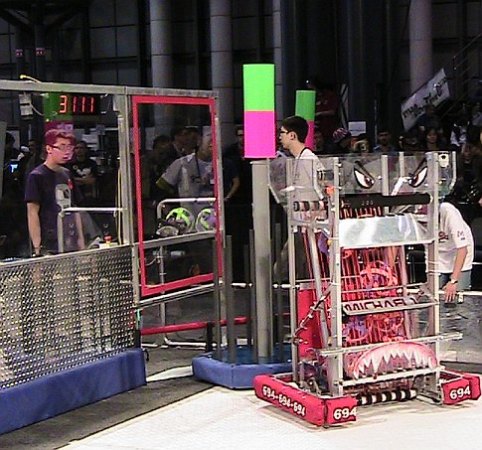 A homemade robot at the 2009 FIRST Robotics Competition in New York City.