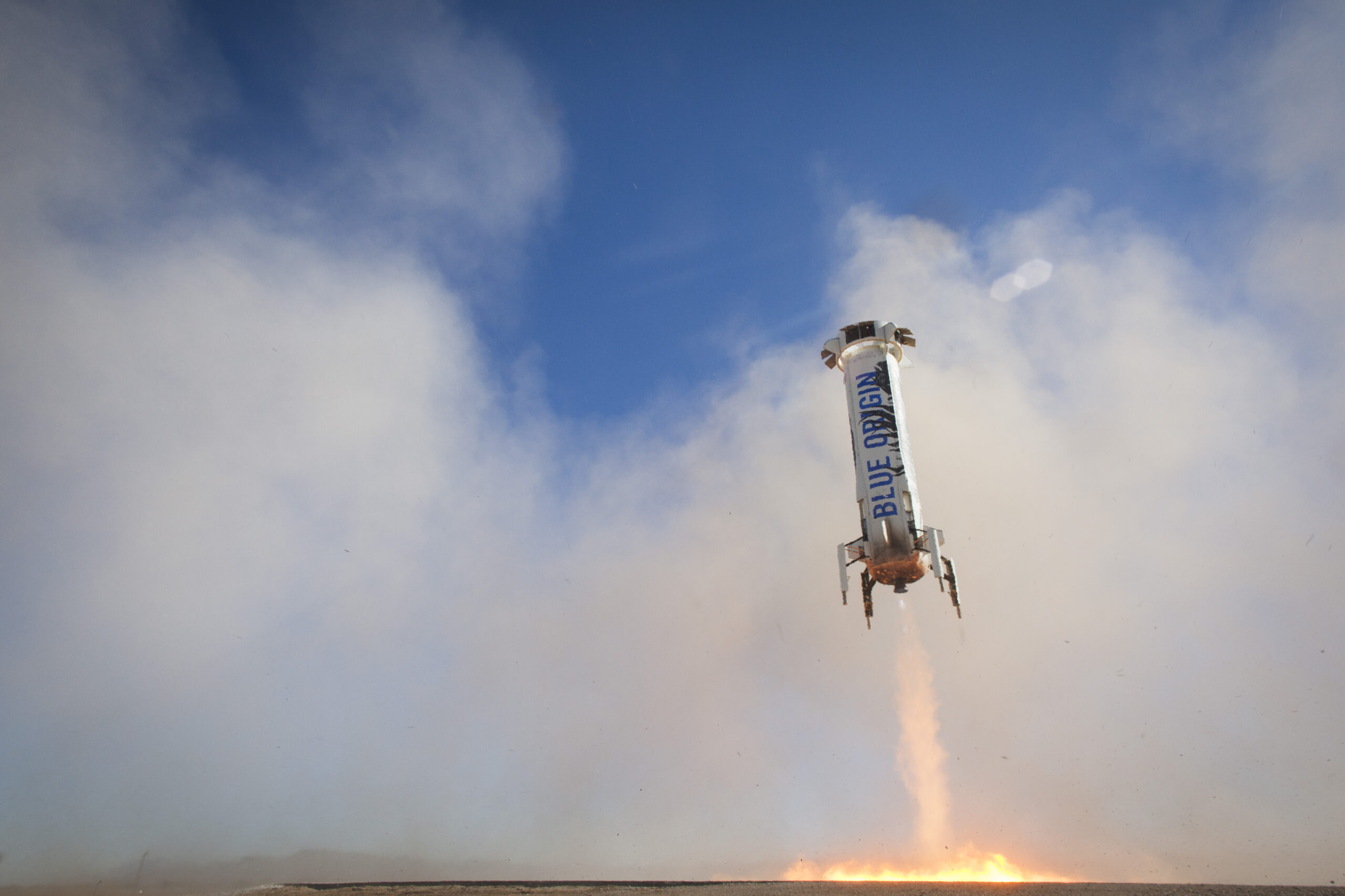 Blue Origin Shepard Rocket Landing on a Landing Pad