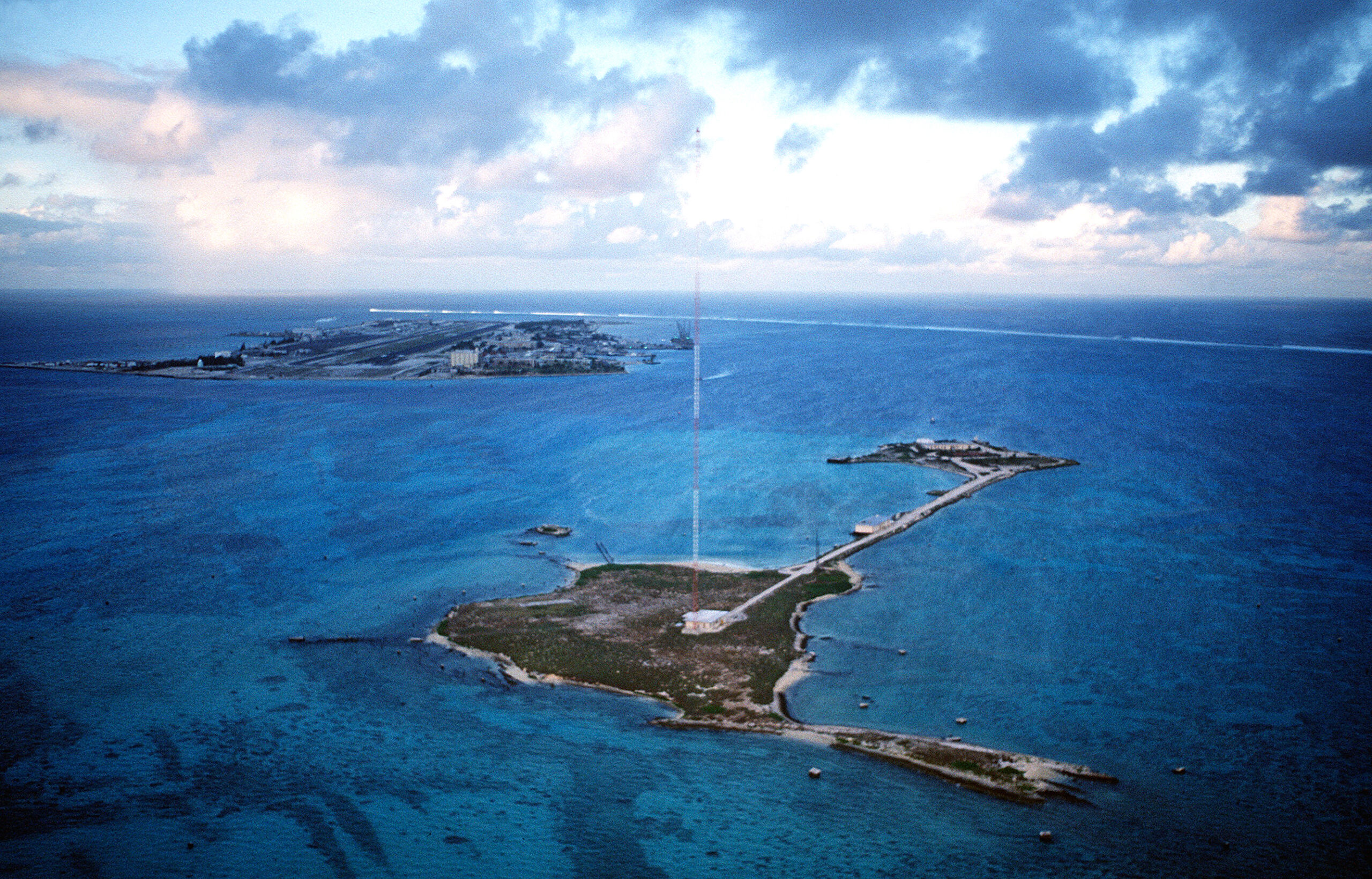 Aerial view of Johnston Atoll base, roughly 850 miles from Hawaii.