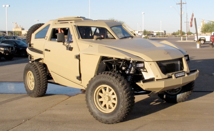 Military vehicle FLYPmode on a parking lot