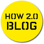 The words "How 2.0 blog" inside a yellow circle on a white background.