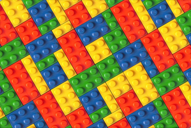 a pattern of colorful lego blocks