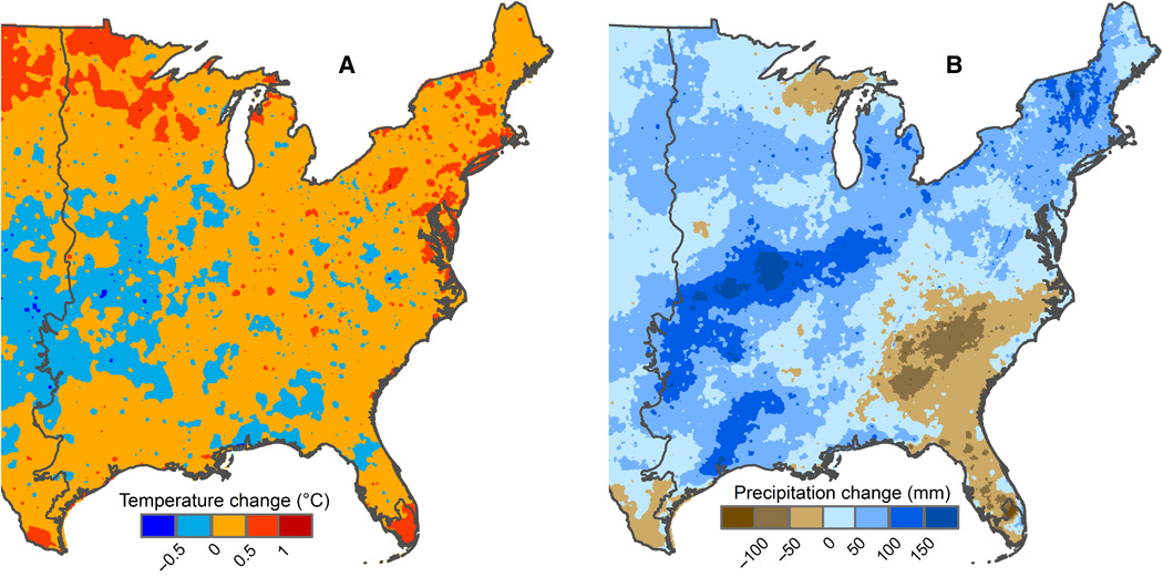 a map showing changes in temperature