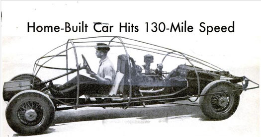 High school student Mylio Ozuk in his homemade car, in the December 1938 issue of Popular Science magazine.