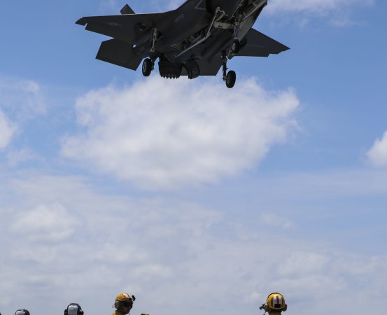 Watch The F-35B Hover To A Landing On A Ship