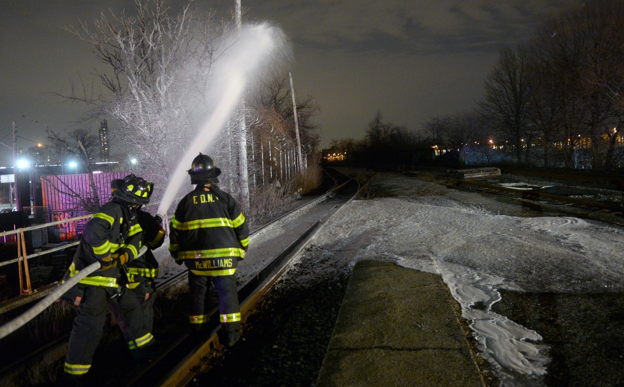 firefighters putting out a gas leak in Brooklyn, NY 2016