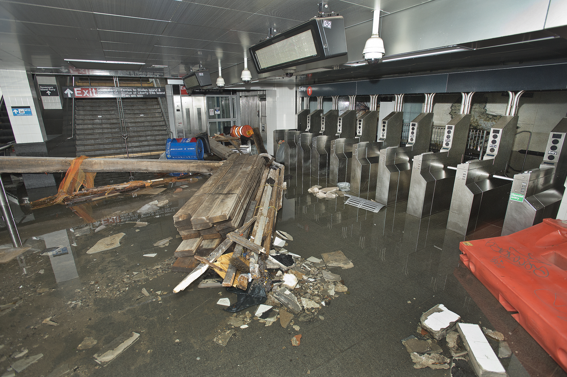 NYC's South Ferry Subway Station flooded after Hurricane Sandy