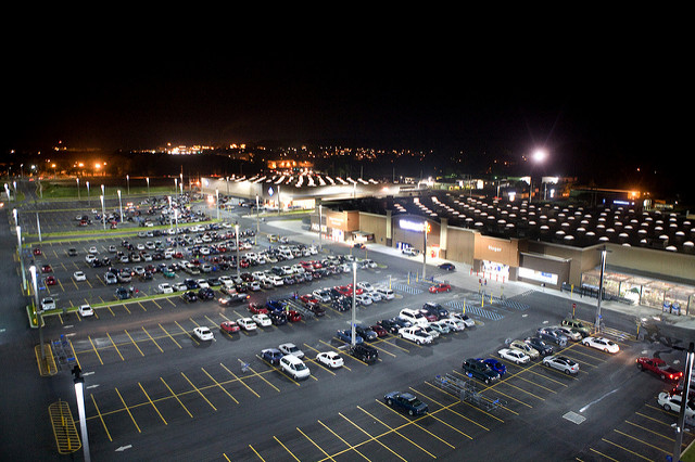 Walmart exterior supercenter parking lot big box store