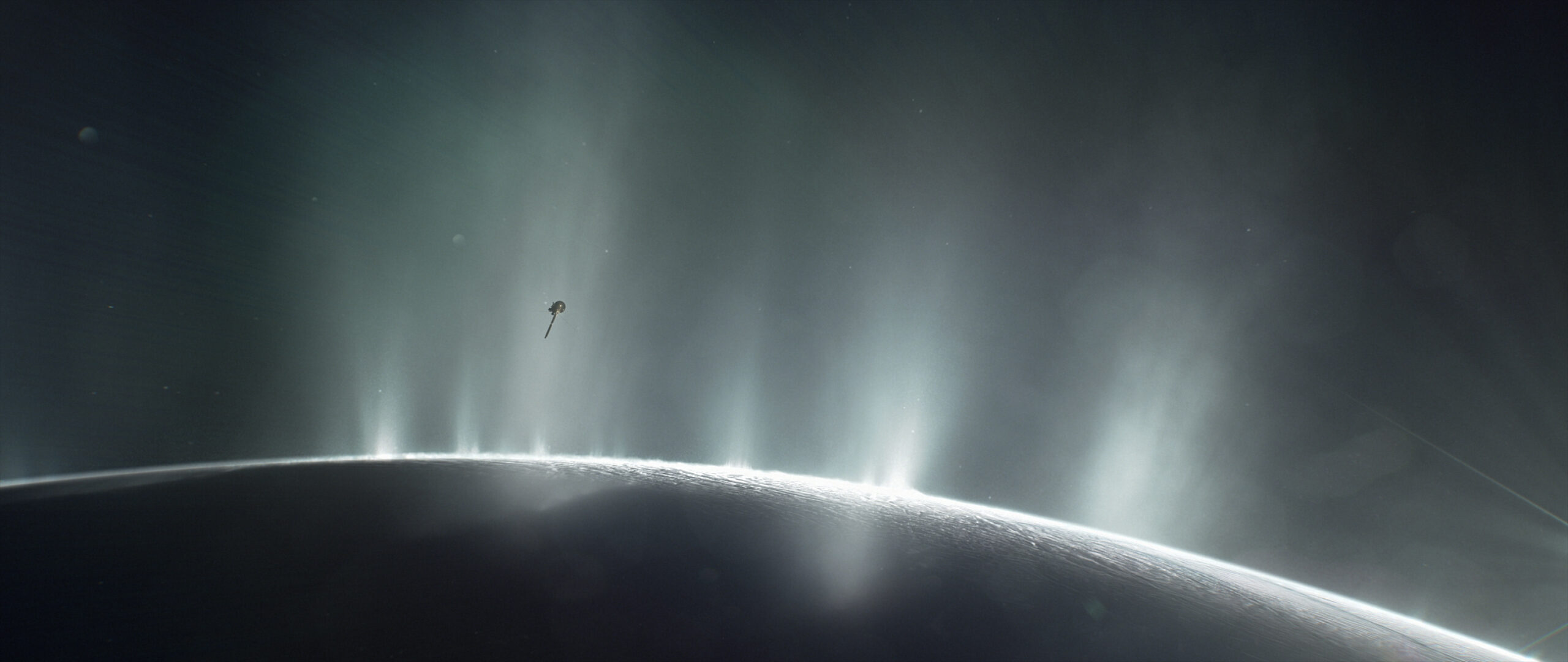 cassini above Enceladus