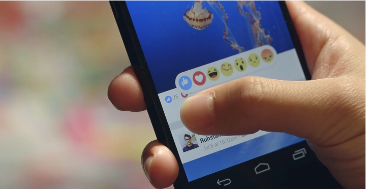 Screenshot of Facebook's Reactions feature