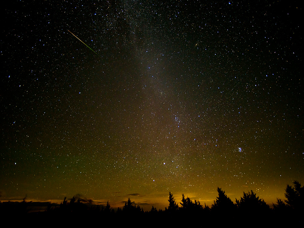 Meteor Shower over Spruce Knob, West Virginia at night